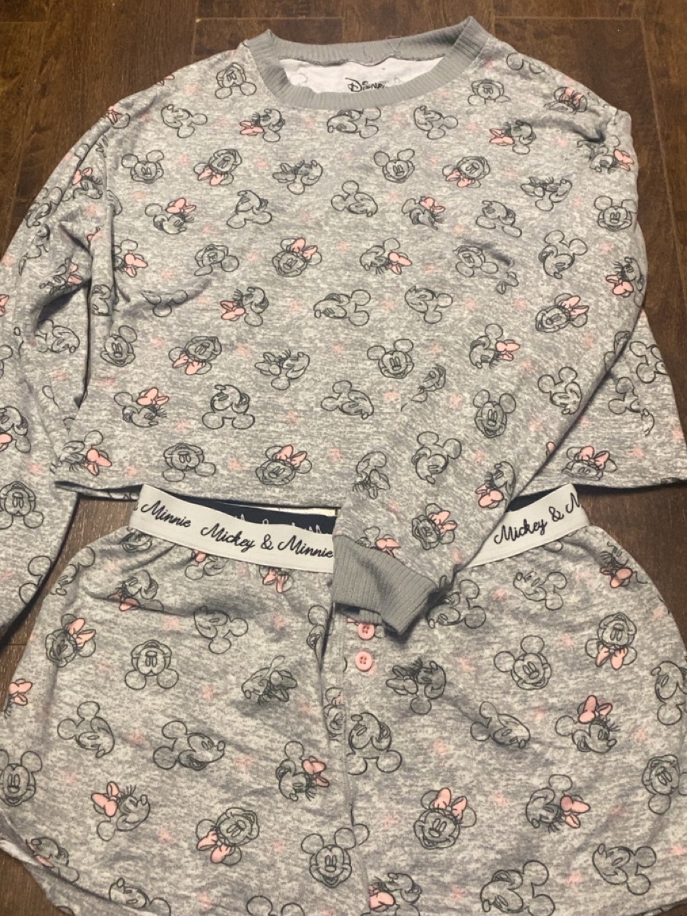 Disney Gray & Pink Minnie Mouse Girls Pajama Set